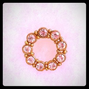 Vintage Golden Circle with Crystal Rhinestones Brooch